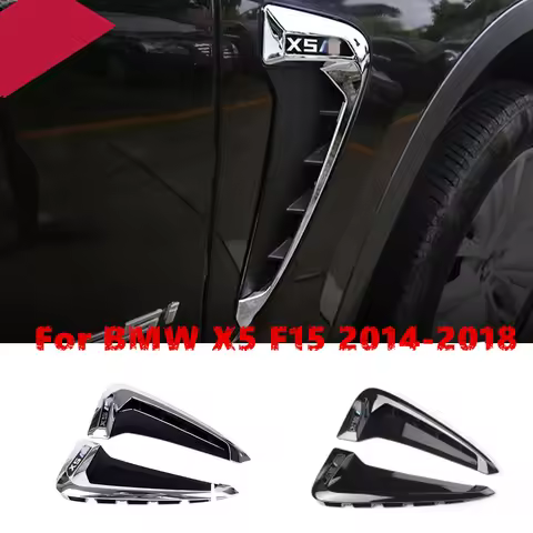 2PCS Side Wing Airflow Fender Grille Intake Vent Trim Black Chrome For BMW X5 F15 2014 2015 2016 201