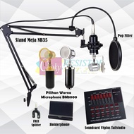 Disc!! Paket Lengkap Full Set Microphone Condenser Bm8000 Soundd