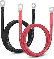 8 AWG Flexible Battery Cable with 5/16" Terminals - OFC Pure Copper Inverter & Welding Wire for Auto