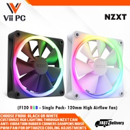 NZXT F120 RGB Fans, Single Pack, 120mm Fan, White / Black, Advanced RGB Lighting Customization, Whisper Quiet Cooling