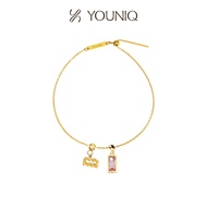 YOUNIQ Destiny October Birthstone Rectagular 18K Gold Titanium Bracelet Necklace Customise Charm Bra