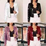 Fashion Multicolor Sequin Jacket Short Casual All-Match Small Jacket Women
