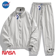 NASA Collaborative Outdoor Quick Dry Sports Set Mens Ice ผ้าไหม สามชิ้น ลำลอง เสื้อผ้าป้องกันแสงแดดแ