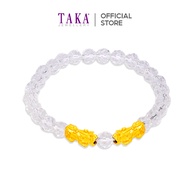 TAKA Jewellery 999 Pure Gold Double Pixiu with 6mm Beads Bracelet