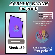 Acrylic Blank A9 NO PRINT 3mm body and 5mm base trophy or plaque