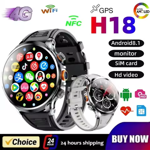 4G full Network Android Smart Watch H18 SIM Card 800W HD Camera 1.6-inch GPS Global Call Wifi Google