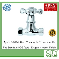 Apex T-1044 Stop Cock with Cross Handle. Fits most HDB taps of 1/2 inch. Dimensions (L x W x H): 80 