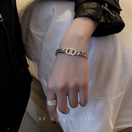 gelang couple gelang titanium Ins Cuban Titanium Steel Female Hip Hop Cool Couple Bracelet