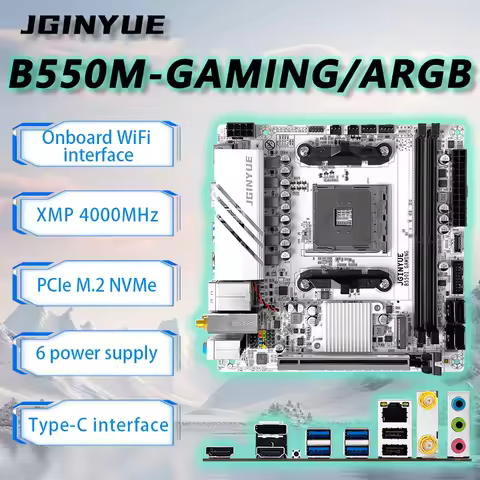 JGINYUE B550 AM4 mini ITX Motherboard supports Ryzen 4000/5000 series DDR4 RAM Desktop PCIe4.0 WiFi6
