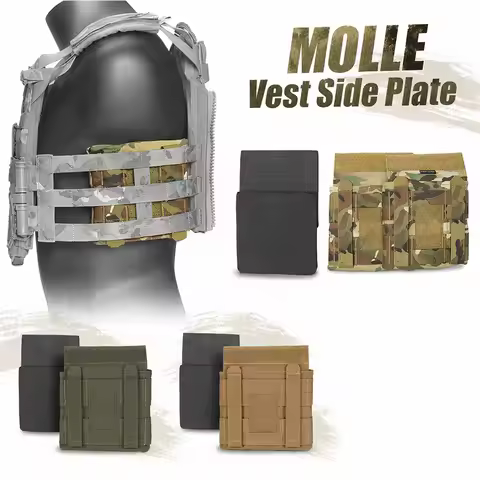 2 Pack Tactical MOLLE Vest Side Plate Pouch with EVA Inserts Shockproof Waist Protection Pouch for J