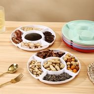 Five-Grid Cold Vegetable Braised Water Platter Round Grid Multi-Grid Five-Grid Plate Snack Plate Set