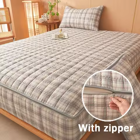 Six-Sided Full Enclosed Mattress Cover with Zipper Custom Size Quilted Thick Bed Sheet Anti Mite Dus