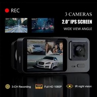 ABETTERIC Car DVR, IR Night Vision 3 Channels Vehicle Recorder,  HD Recording 360° View Car Dashcam 