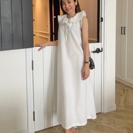 CHAWY Cute collar dress 🌷👨🏼‍🌾 C4603 เดรสยาว เดรสยาวมินิมอล มี 2 สี ขาว เทา