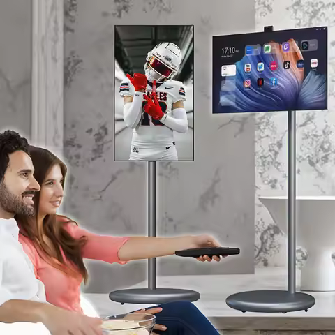 27 32 Inch Smart Home TV Movable Charging Digital Signage Portable Smart Screen Display Built-in Spe
