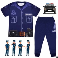 (1-12Y) Kids KADET POLIS Microfiber Full Print Pajamas Baju Tidur Budak Lelaki Kanak Kadet Police Uniform