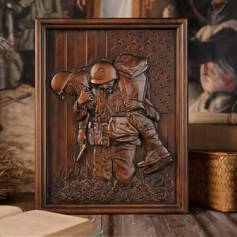 Vintage Vietnam War Veterans Wood Sculpture Wall Decor Wooden Hanging Sculpture Art Work Gift