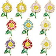 7 Styles 26x16mm Oil Drip Fit Sunflower Alloy Pendant Pendant diy Bracelet Necklace Keychain Jewelry