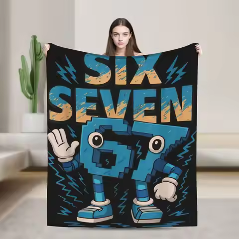 67 Six Seven 6-7 Funny Italian Brainrot Printed Blanket For Men Women Warm Cozy Fluffy Throw Blanket