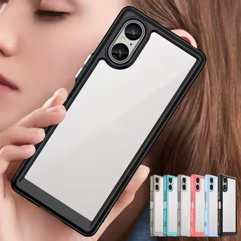 Colorfull Transparent TPU Case for Sony Xperia 5 V 1 10 V Protective Cover Shockproof Clear Frame Fu