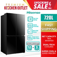 Hisense 720L 4 Door Inverter Refrigerator RQ758N4ASV | RQ768N4ABU | Fridge | Peti Sejuk | Peti Ais |