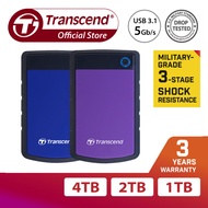 (Official Mall) Transcend Storejet 25H3 External HDD USB 3.1 Rugged (1TB/2TB/4TB)