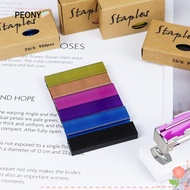 PEONYSG 1000Pcs Staples per Pack Colored Staples, 6 Colors Metal 26/6 Standard Staples, Funny 1/4 In