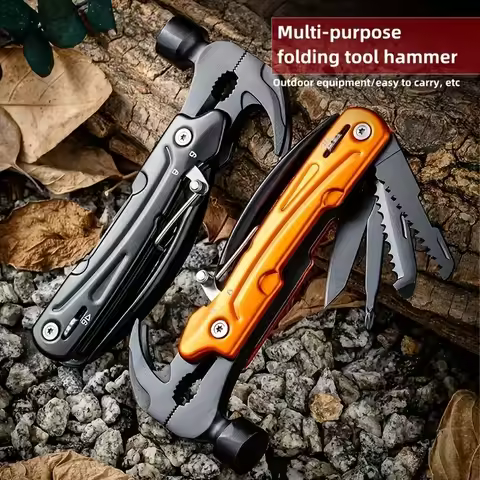 Multi-Tool Hammer, 7-in-1 Stainless Steel Multi-Tool,, Foldable Heavy Duty Multi-Tool Set with Cutte