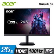 【Acer 宏碁】KA252Q E0 25型 IPS 無邊框螢幕