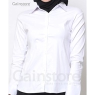 ((Dijual)) Kemeja Putih Polos Wanita Baju Kantor Formal Kerja Katun