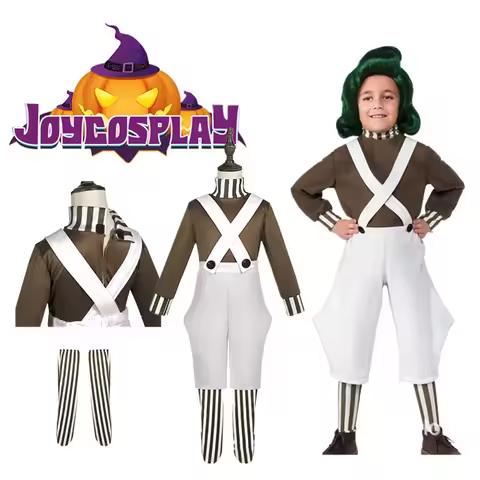 Fantasy Oompa Cosplay Loompa Costume Kids Children Shirt Pants Stockings Outfits Halloween Boys Fant