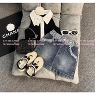 Set áo cổ trụ sát nách + cv jean cho bé gái