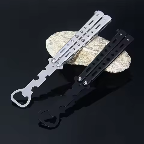 Foldable Butterfly Knife Trainer Transformable Blunt Balisong Pocket Trainer Stainless Steel Outdoor
