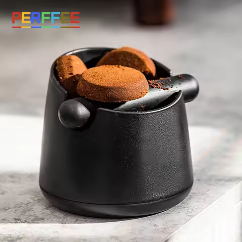 Coffee Knock Box with Rubber Knock Bar 0.8L Espresso Grounds Container Anti Slip Coffee Grind Waste 