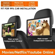 10.1''car Headrest Monitor Tablet Screens Wireless Carplay Android 12 2+32g Auto Rear Seat Video Tv 
