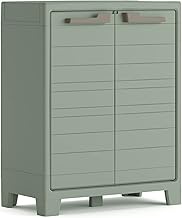 Keter Planet Outdoor Low Plastic Cabinet, Jade Green, 80 x 44 x 100 cm, Includes 2 Height-Adjustable