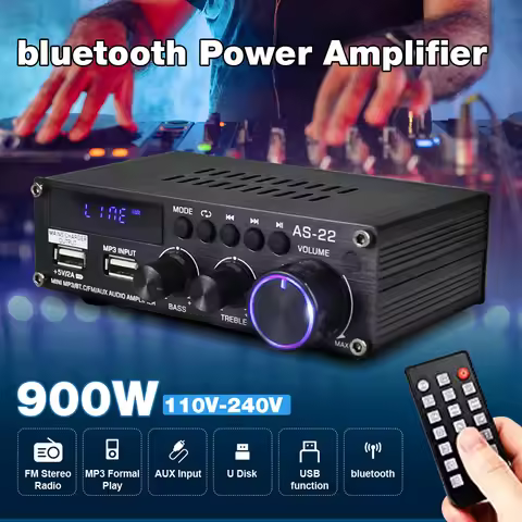 AirAux AS-22 Mini Hi-Fi Digital 900W bluetooth Wireless Power Amplifier Car Home Audio Amp Subwoofer