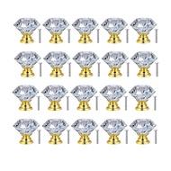 【VVL】-20 Pack 30 mm Crystal Glass Door Cabinet Knobs Cupboard Drawer Pull Handle ( Gold Base)for Kit