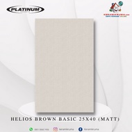 Keramik Dinding Platinum 25x40 Helios Brown Basic Matt Satin Kasar