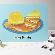 panda雜貨鋪-檸檬蛋糕與夾心餅乾 燙金生日卡片 生日卡