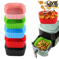 Livestreet Silicone Air Fryer Basket Tray Square Reusable Silicone Pot for 7QT Air Fryer BPA-Free St