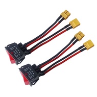 2Pcs RC On/Off Toggle Switch with XT60 Plug 14AWG Cable 12V 24V High Current for RC Tug/Fishing Bait Boat 550/775 Brush Motor Secondary 48V Ebike Battery