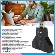 LUOLVUO USB Sound Card, Dual Microphone Interface Dual Audio Interface Virtual 7.1 Sound Card, Plug 
