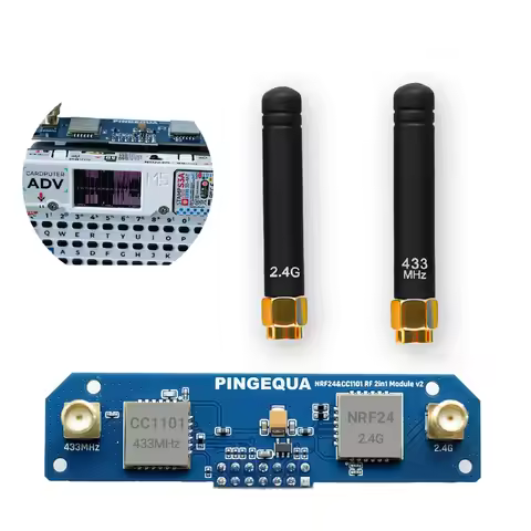 2-in-1 RF Development Board for M5Stack Cardputer ADV, Compatible with NRF24 & CC1101, Stable 2.4GHz