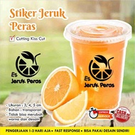 STIKER ES JERUK MURNI TRANSPARAN / LABEL KOTAK MINUMAN / TOPLES KEMASAN / BOTOL MINUMAN CUSTOM ANTI 