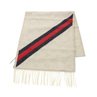 GUCCI GG圖案圍巾 5706033G2009568 羊毛 米色 海軍藍 紅色 全新 男女通用