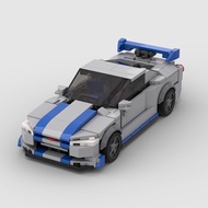 Compatible with Lego MOC Building Blocks102532Dongying God of War GTR R34 Paul Assembled 8 Grid Car 