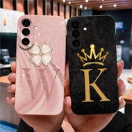 For Samsung Galaxy M56 F56 5G Phone Case Luxury Flower Letters Couple Protective Silicone Back Cover