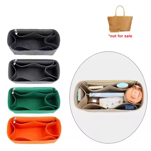 Felt Insert Bag Cosmetic Organizer Insert For Goyard Tote,Makeup Bags With Zipper, Inner Pouch Fit L
