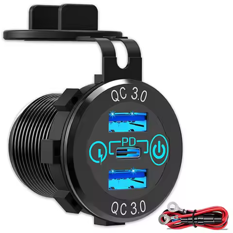 56W 12V USB C Outlet Car Charger Socket Dual 45W PD Type-C & 18W QC3.0 Power Outlet Fast Charging fo